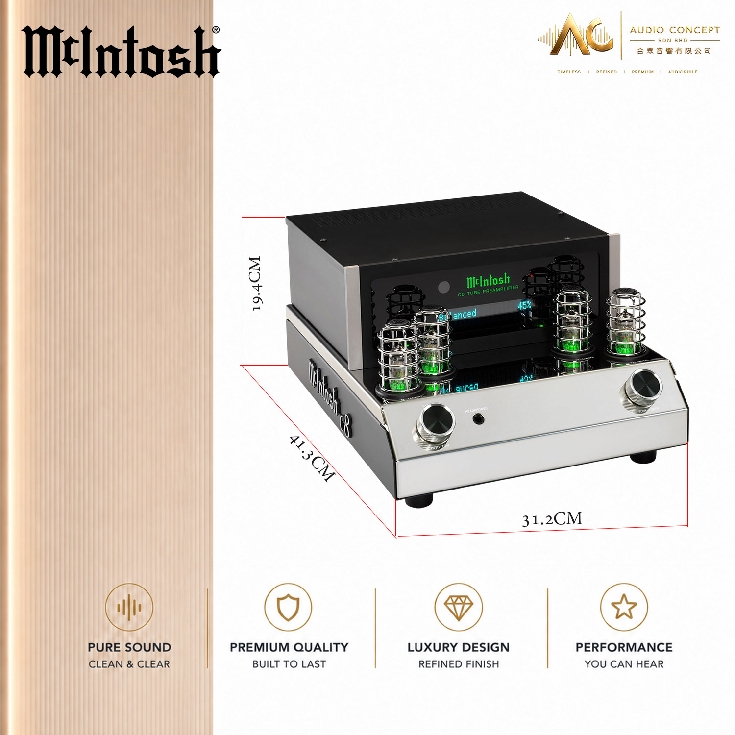 Mcintosh C8 2-Channel Vacuum Tube Preamplifier - Image 8
