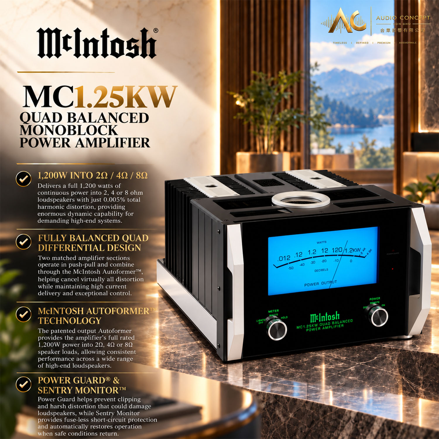 McIntosh MC1.25KW Quad Balanced Monoblock Power Amplifier - Image 3