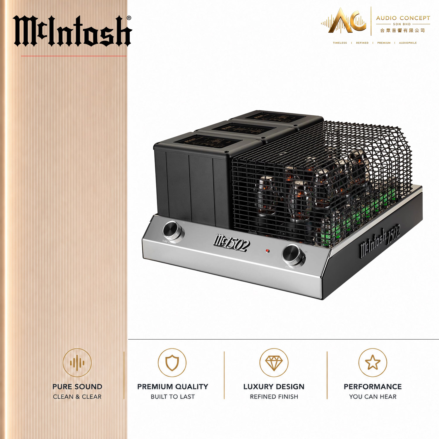 McIntosh MC1502 / 2CH Vacuum Tube Power Amplifier - Image 7