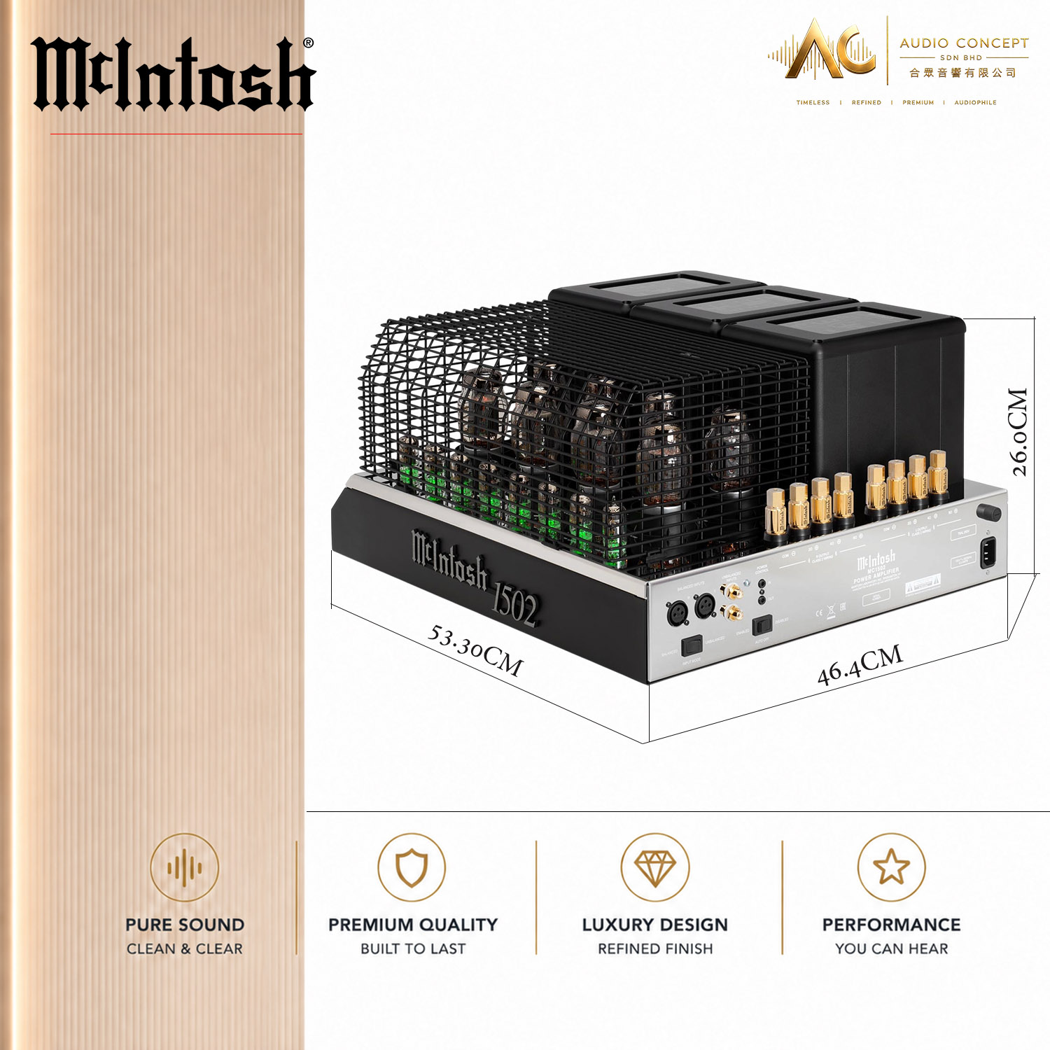 McIntosh MC1502 / 2CH Vacuum Tube Power Amplifier - Image 10