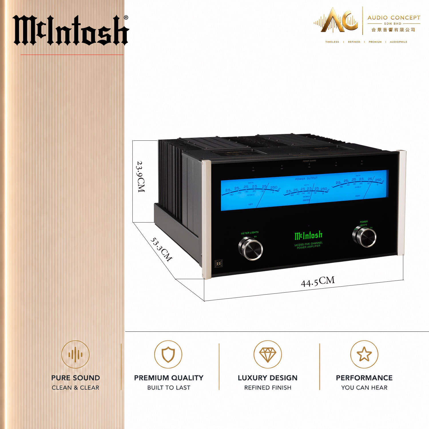 McIntosh MC255 / 5CH Solid State Power Amplifier - Image 8