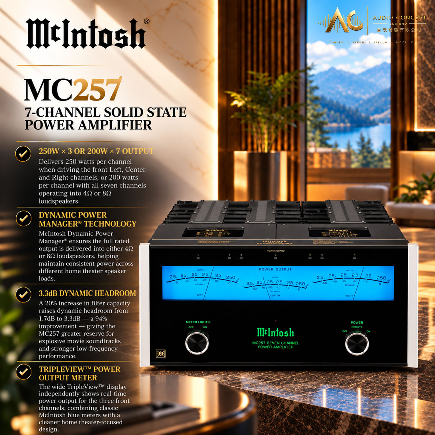 McIntosh MC257 / 7CH Solid State Power Amplifier - Image 3