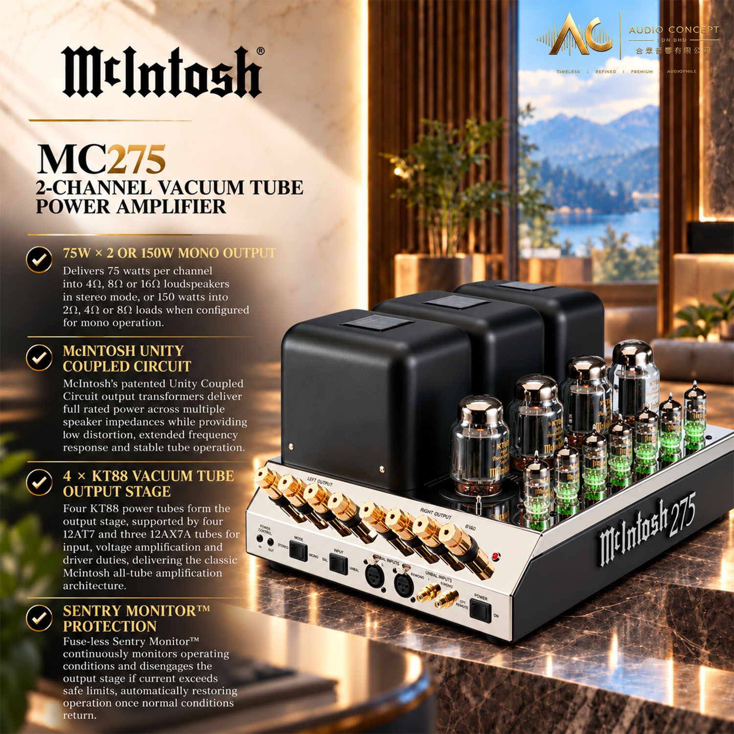 McIntosh MC275 / 2CH Vacuum Tube Power Amplifier - Image 3