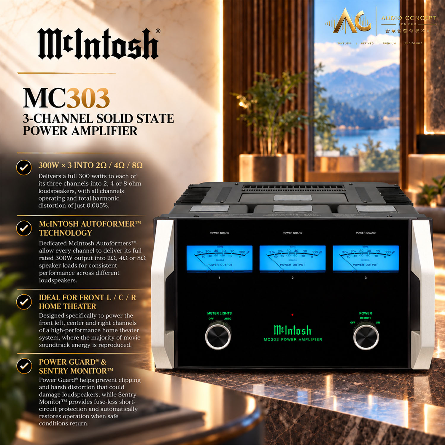 McIntosh MC303 / 3CH Solid State Power Amplifier - Image 3