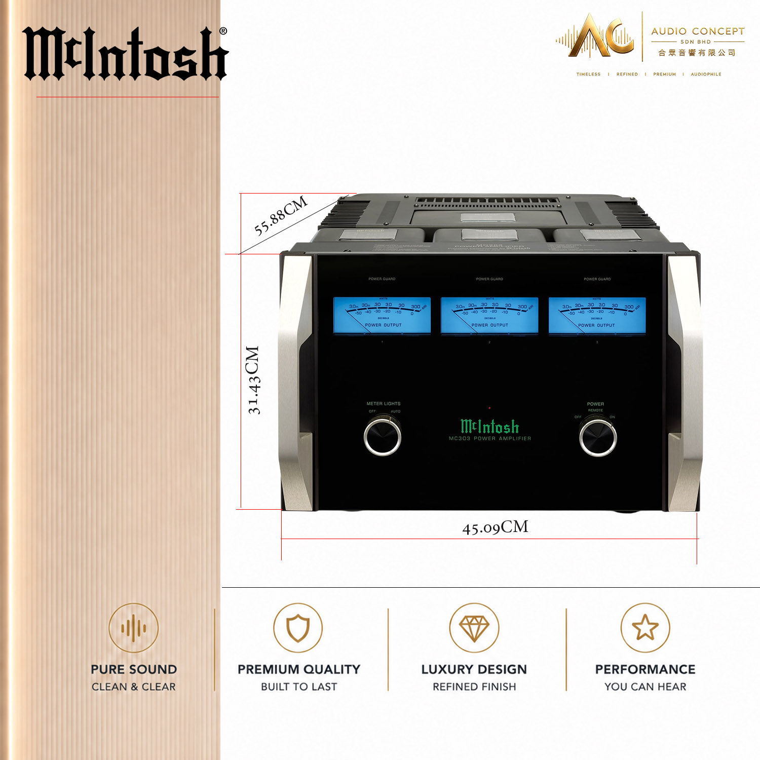 McIntosh MC303 / 3CH Solid State Power Amplifier - Image 6