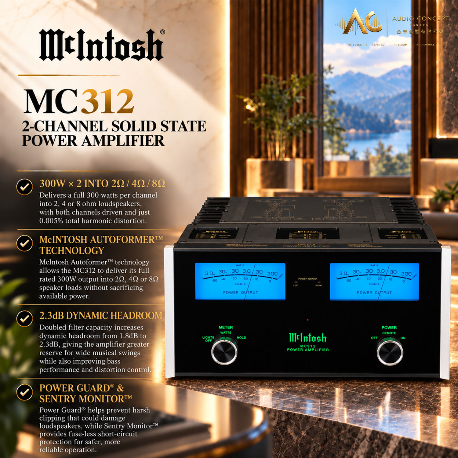 McIntosh MC312 / 2CH Solid State Power Amplifier - Image 3