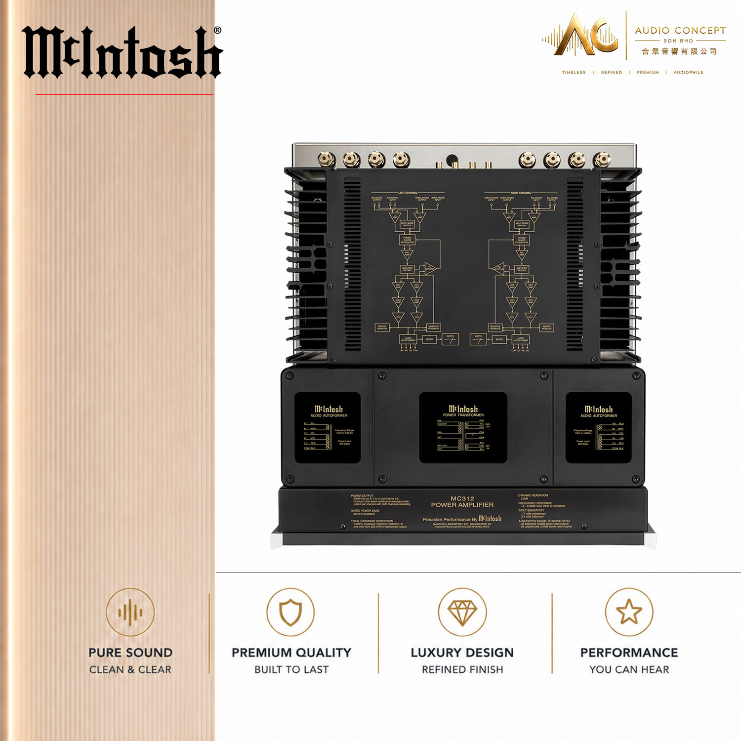 McIntosh MC312 / 2CH Solid State Power Amplifier - Image 6