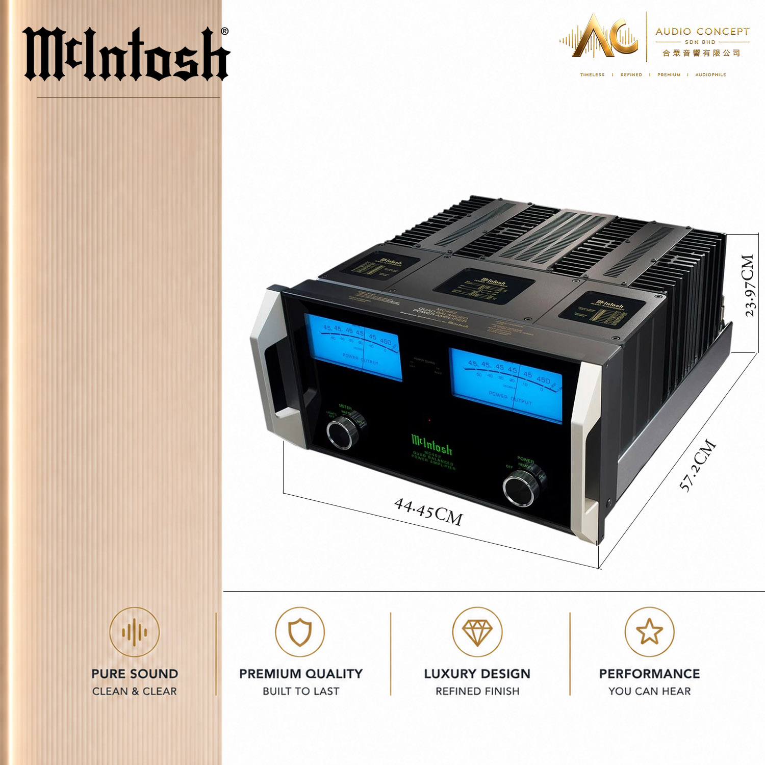 McIntosh MC462 / 2CH Quad Balanced Power Amplifier - Image 9