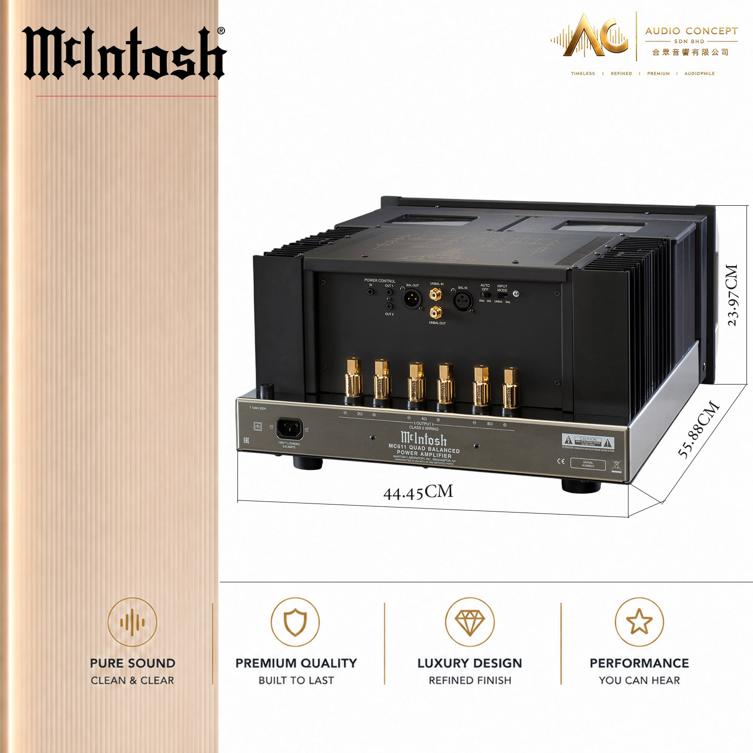 McIntosh MC611 Quad Balanced Monoblock Power Amplifier - Image 8