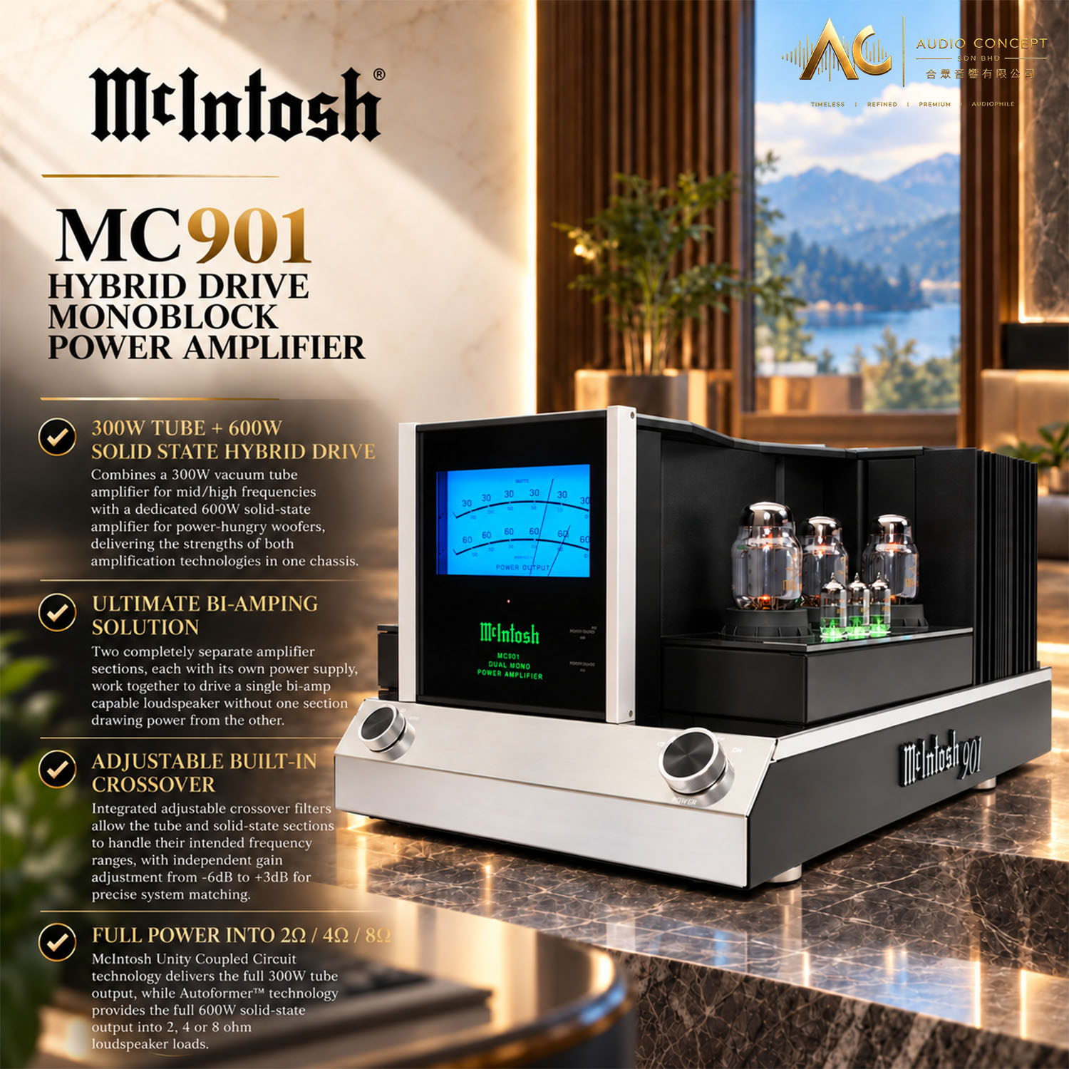 McIntosh MC901 Hybrid Drive Monoblock Power Amplifier - Image 3
