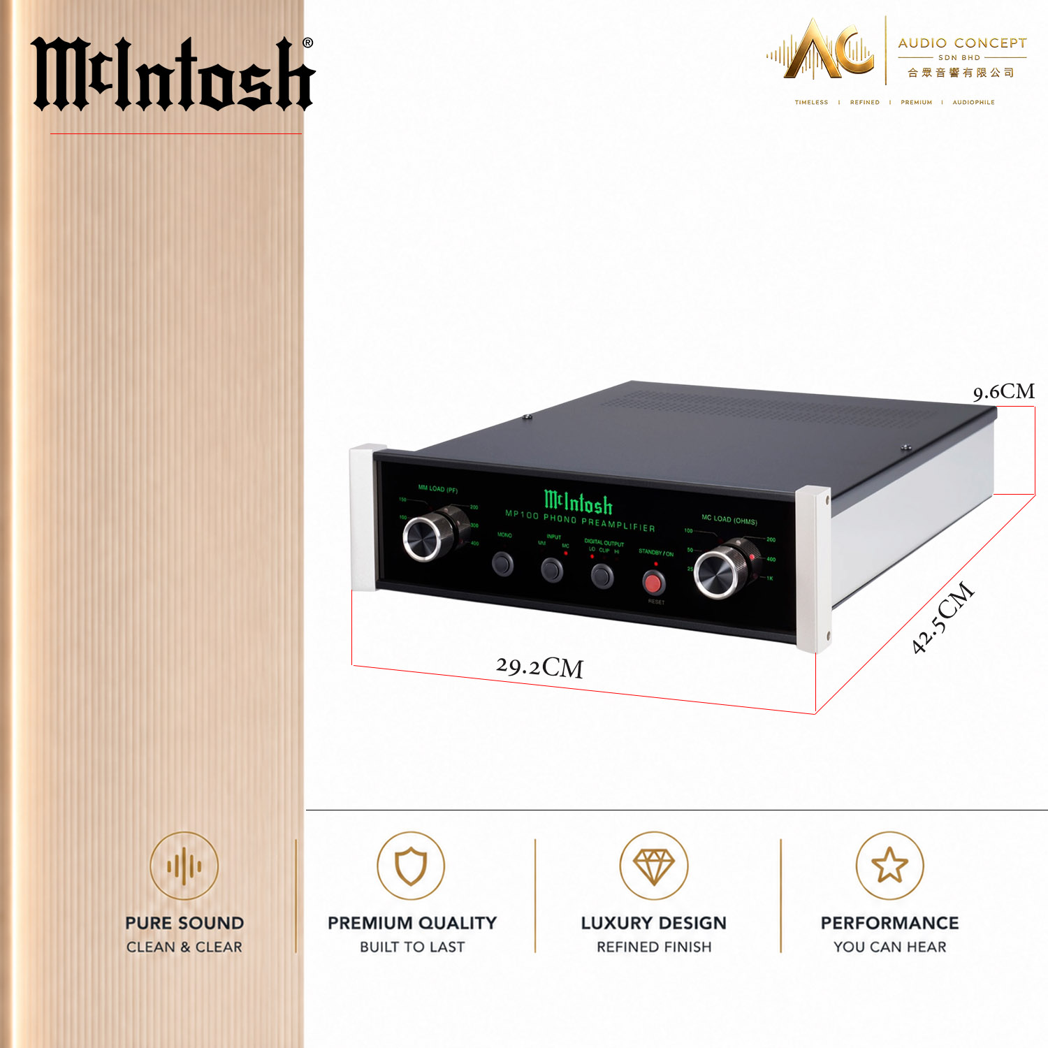 Mcintosh MP 100 2-Channel Solid State Phono Preamplifier - Image 6