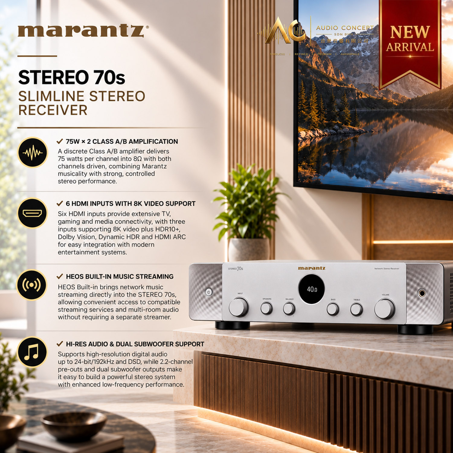 Marantz Stereo 70S Slimline AV Receiver - Image 2