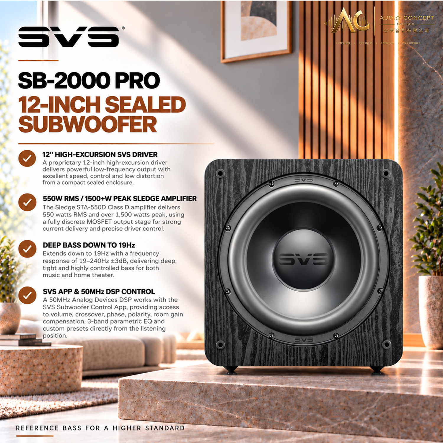 SVS SB-2000 Pro / 12" Active Subwoofer (Black Ash) - Image 2